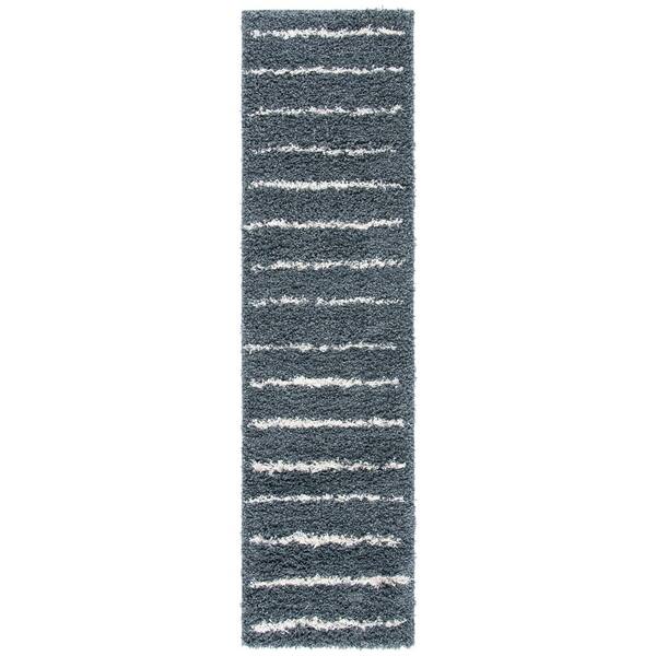 Venus Shag 2 ft. x 10 ft. Dark Gray/Ivory Stripe VNS604G Runner Rug