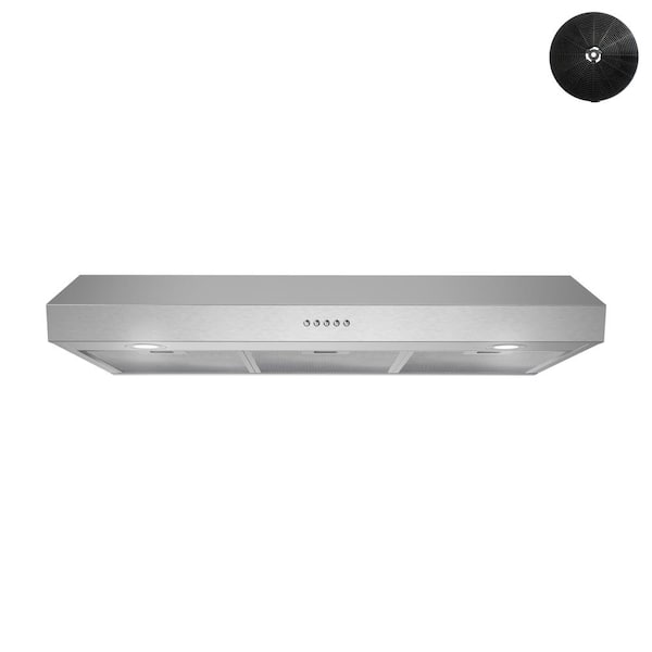 36 in. 165 CFM Ormelle Convertible Under Cabinet Range Hood in Brushed Steel Mesh Filters Push Button Control LED Lights