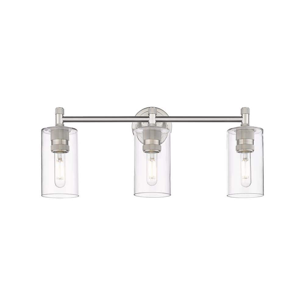 Crown Point 23.88 in. 3-Light Satin Nickel Vanity Light with Glass Shade price history on PriceWatchPro