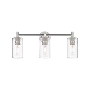 Crown Point 23.88 in. 3-Light Satin Nickel Vanity Light with Glass Shade