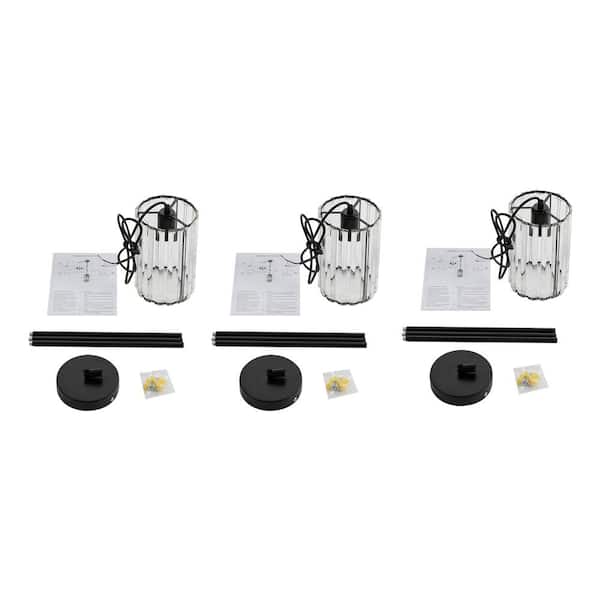 OUKANING 50-Watt 1-Light Black Modern Shaded Pendant Light