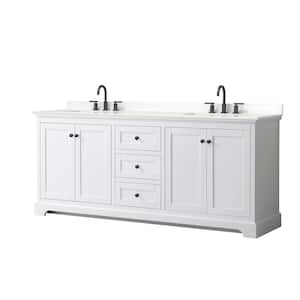 Avery 80 in. W x 22 in. D x 35 in. H Double Bath Vanity in White with White Qt. Top