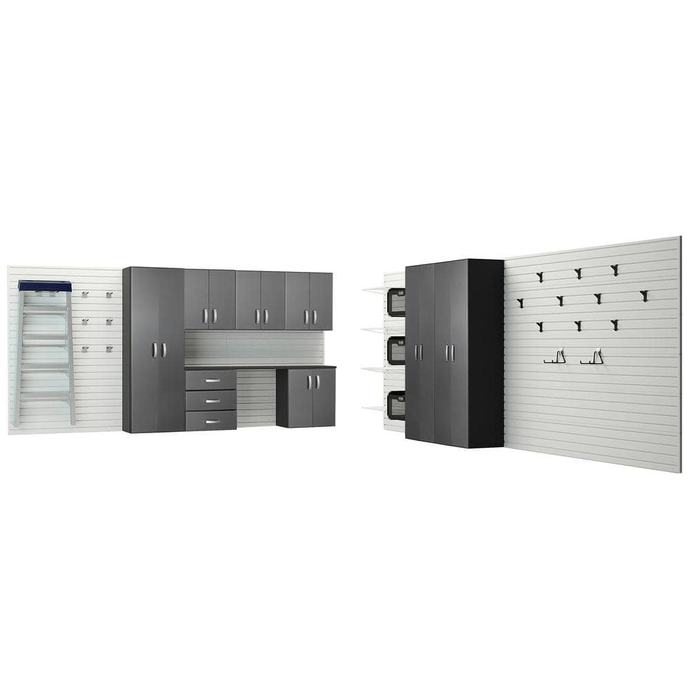 Flow Wall 9Piece Composite Wall Mounted Garage Storage System in White