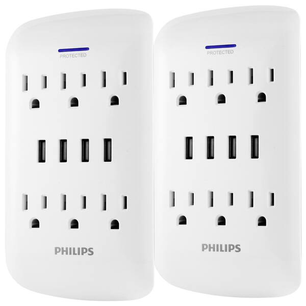 4 Electrical Outlet with 2 USB Port Surge Protector Multi Plug Wall Adapter Tap 