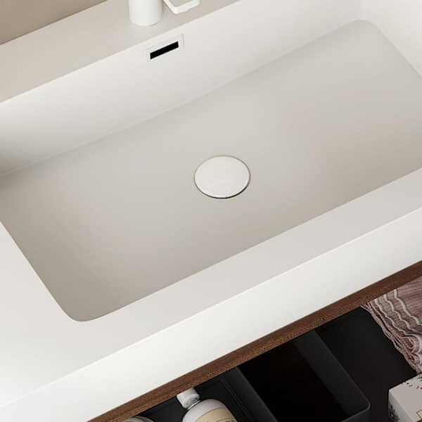 35.83 in. Undermount Rectangular Acrylic Bathroom Sink with Pre-drilled Hole in White
