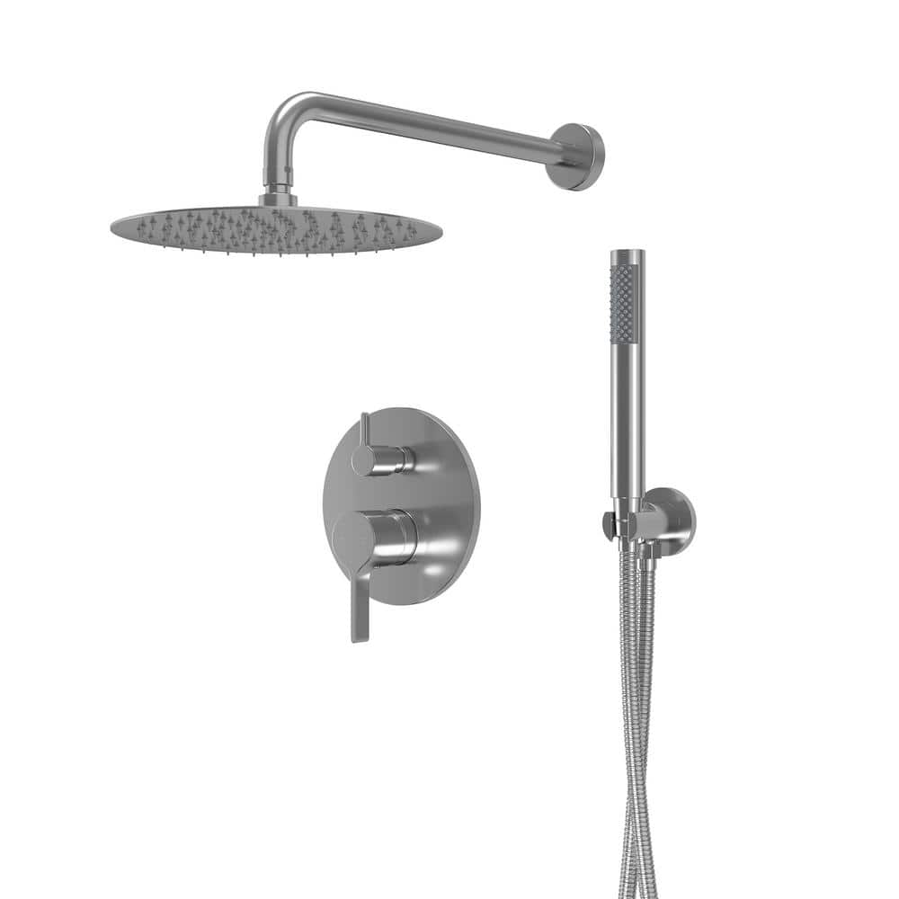 Boyel Living 1 Spary 10 in. Dual Shower Head Wall Mounting Fixed and Handheld Shower Head 2.5 GPM in Brushed Nickel