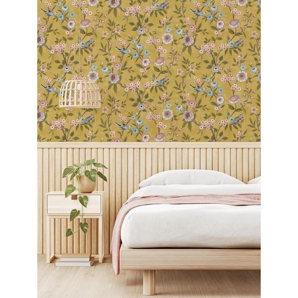 Elspeth Yellow Floral Trail Non-Pasted Wallpaper, 56.4 sq. ft.