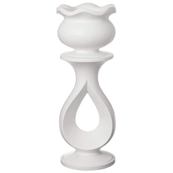 39 in. Modern Open-Frame Pedestal Square Planter Tall Indoor Plant Stand for Living Rooms and Entryways, White, Glass