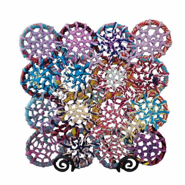 HomeRoots Amelia 17 in. W x 17 in. H x 17 in. D Novelty multicolor Jute Dinnerware and Serving Storage