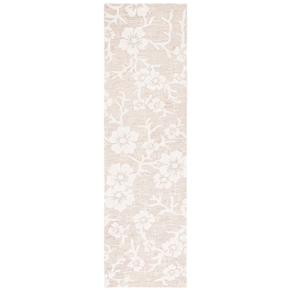 SAFAVIEH Glamour 2 ft. x 8 ft. Beige/Ivory Distressed Floral Runner Rug