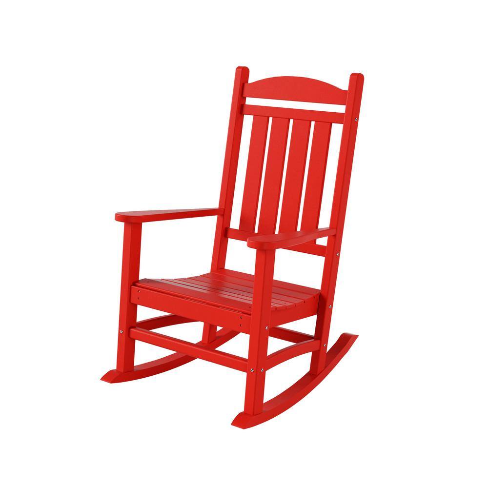Laguna Red HDPE Traditional Rocking Chair with Arms