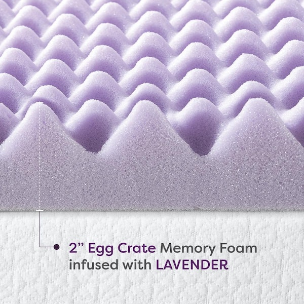 4 Inch Egg Crate Memory Foam Mattress Topper with Calming Aloe