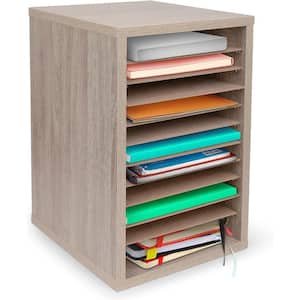 11-Compartment Wood Vertical Paper Sorter Literature File Organizer, Medium Oak (2-Pack)