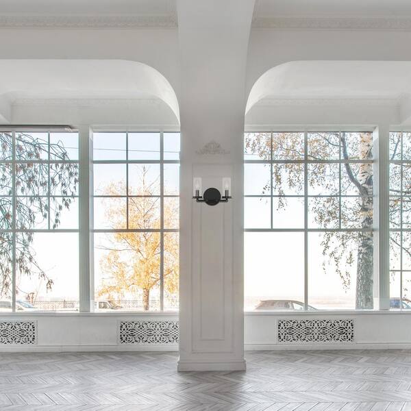 Designers Fountain - Hudson Heights 11 in. 2-Light Matte Black Coastal Vanity Light with Clear Glass Shades