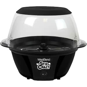 Stir Crazy 6 oz. Black Electric Hot Oil Popcorn Popper Machine with Stirring Rod Large Lid with Improved Butter Melting