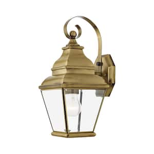 Exeter 1 Light Antique Brass Outdoor Wall Sconce