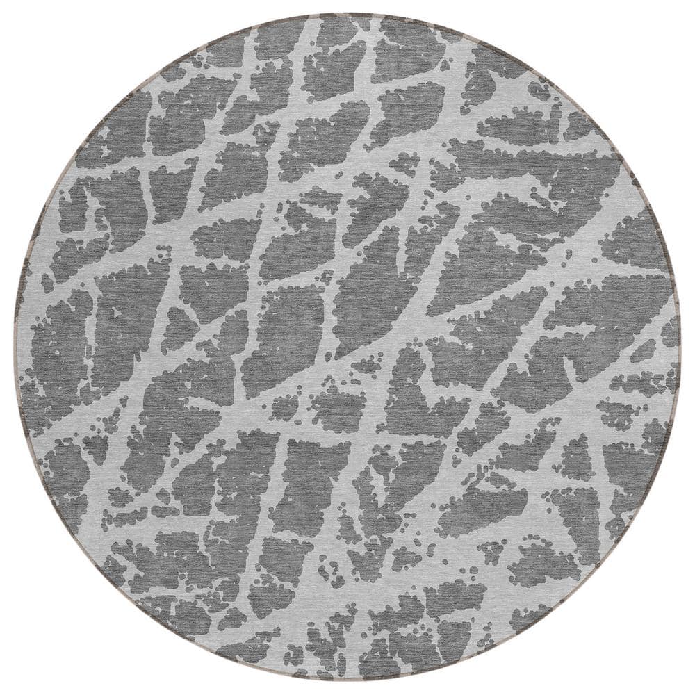 Chantille ACN501 Charcoal 8 ft. x 8 ft. Round Machine Washable Indoor/Outdo