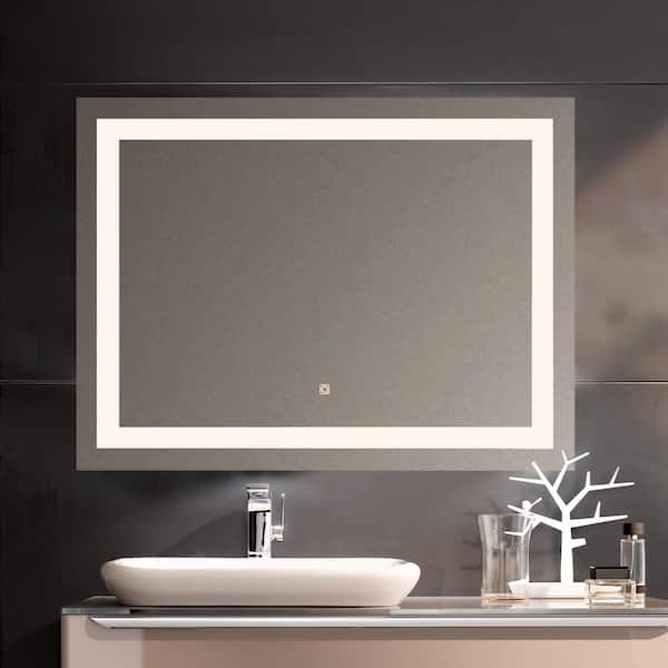 Silver White Led Lit Frame, Vanity Mirror With Lights Home Depot