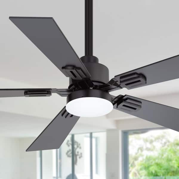 Tyrone 42 in. Integrated LED Indoor Black Standard Ceiling Fans with Light and Remote Control Included in 2-Pack