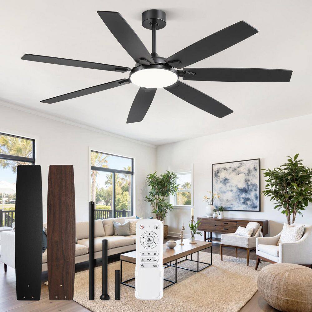 52 In Black Indoor/Outdoor Ceiling Fan with LED Lights Remote Control Low Profile Flush Mount for Living Room Bedroom price history on PriceWatchPro