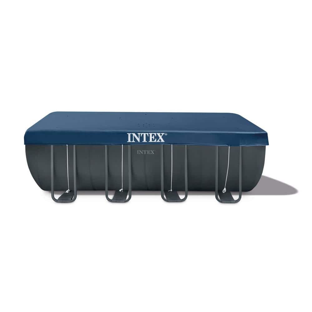 Intex 18ft Gray Rectangular Frame Pool Set with Filter and Pump