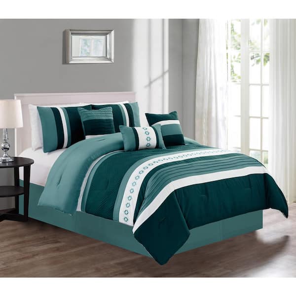 Unbranded Morgan Home Amy 7-Piece Teal Queen Comforter Set