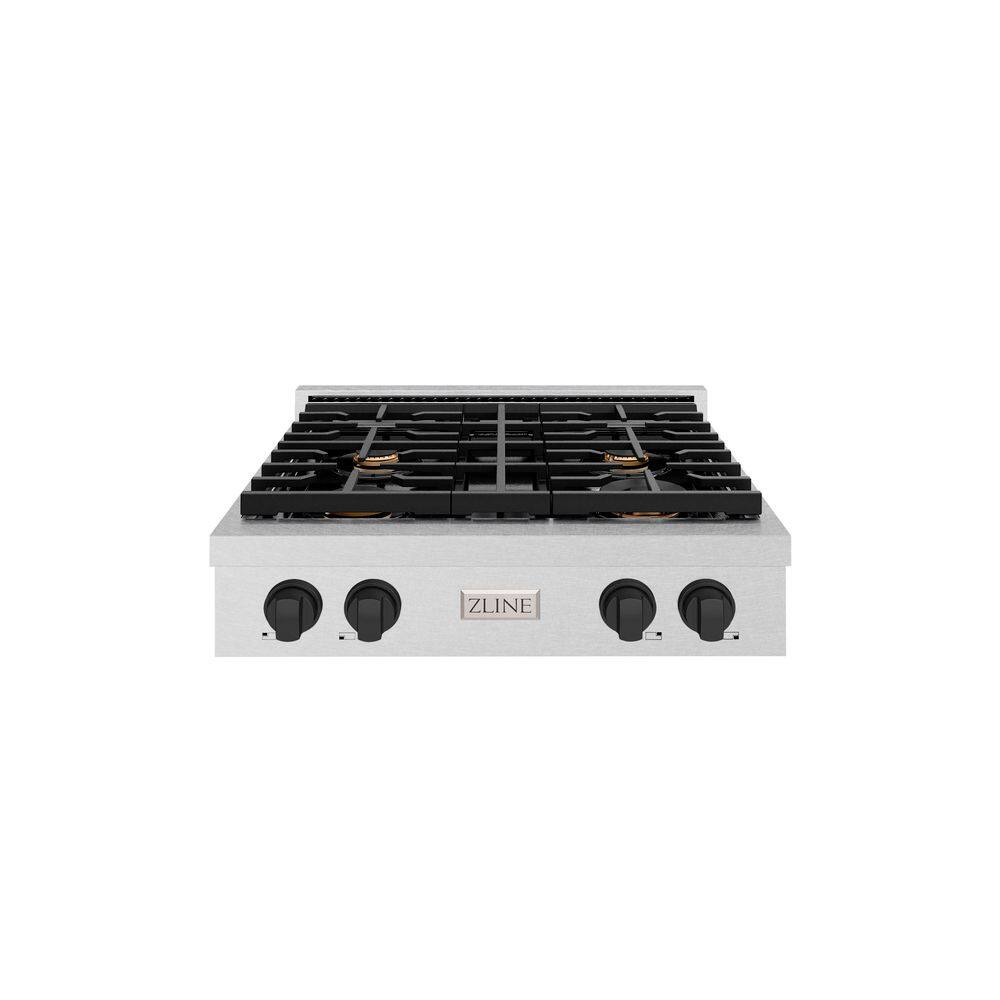 Autograph Edition Paramount 30 in. 4-Burner Porcelain Cooktop in Fingerprint Resistant Steel with Matte Black Accents