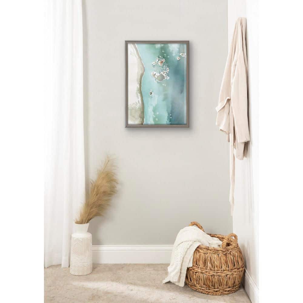 Rocky Shores Coastal Glass Print with Gray Frame, 18x24