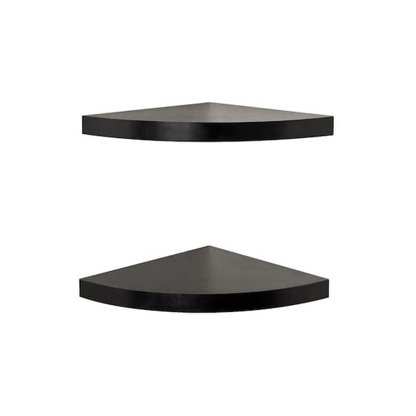 DANYA B 11.5 in. x 11.5 in. Black Corner Radial Shelves (Set of 2)