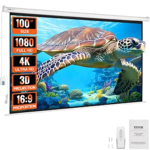 Motorized Projector Screen 100 in. Electric Projector Screen Automatic Projection Screen with Remote Control