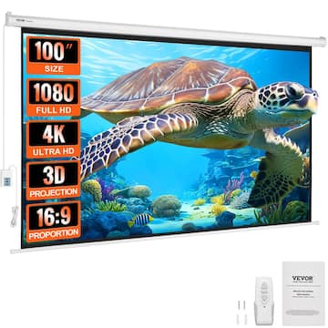 Projector Screen 100 in.  Electric Projector Screen Automatic Motorized Projection Screen with Remote Control