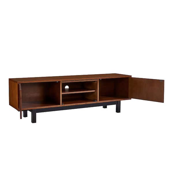 Southern Enterprises Hanna 63 in. Dark Tobacco and Black Engineered Wood TV Stand Fits TVs Up to 61 in.