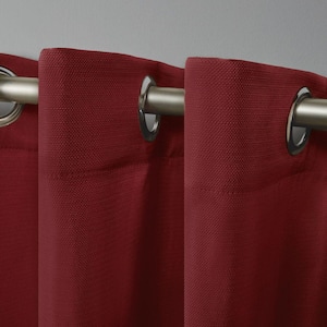 Delano Radiant Red Solid Light Filtering Grommet Top Indoor/Outdoor Curtain Panel, 54 in. W x 96 in. L (Set of 2)