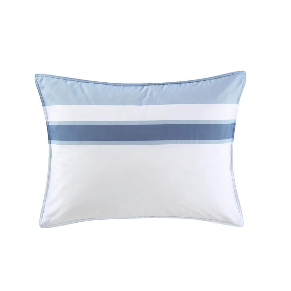 Full Blue Cotton Reversible Comforter Set with Shams