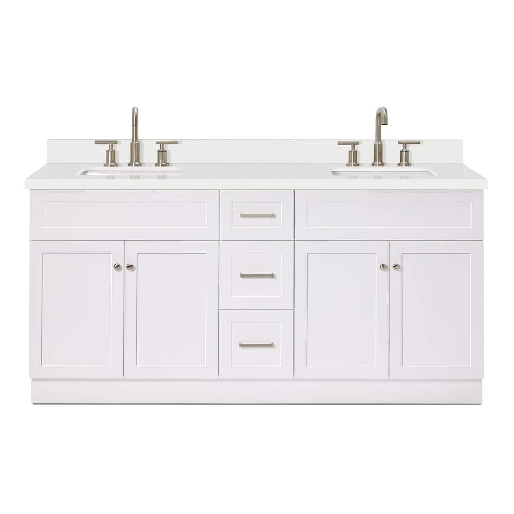 Hamlet 73" White Freestanding Double Vanity with Quartz Top