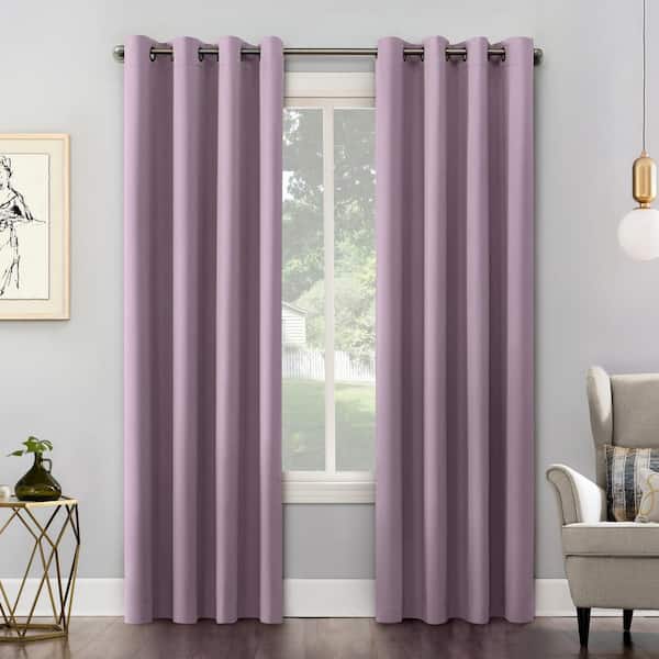 Saxon Energy Saving Lavender Polyester 54 in. W x 63 in. L Grommet Blackout Curtain (Single Panel)