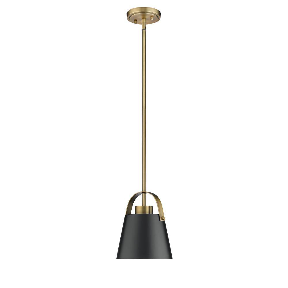 Contemporary Matte Black & Heritage Brass Mini Pendant Light