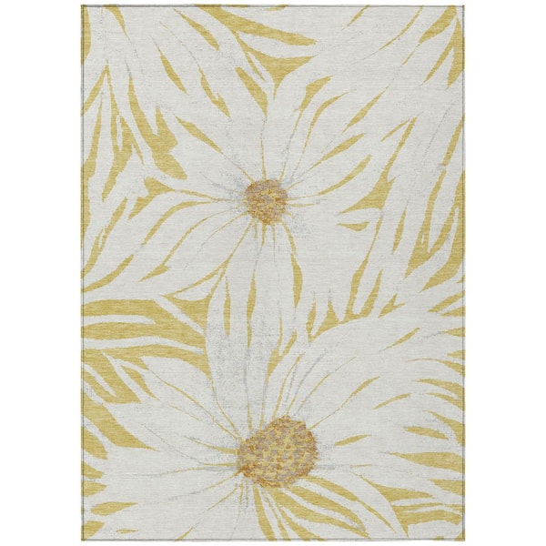 Chantille Machine Washable Indoor/Outdoor Abstract ACN2263 Gold 3 ft. x 5 ft. Area Rug