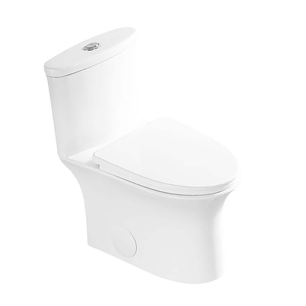 LORDEAR 12 in. 1-piece 1.1/1.6 GPF Dual Flush Elongated Toilet in Soft ...