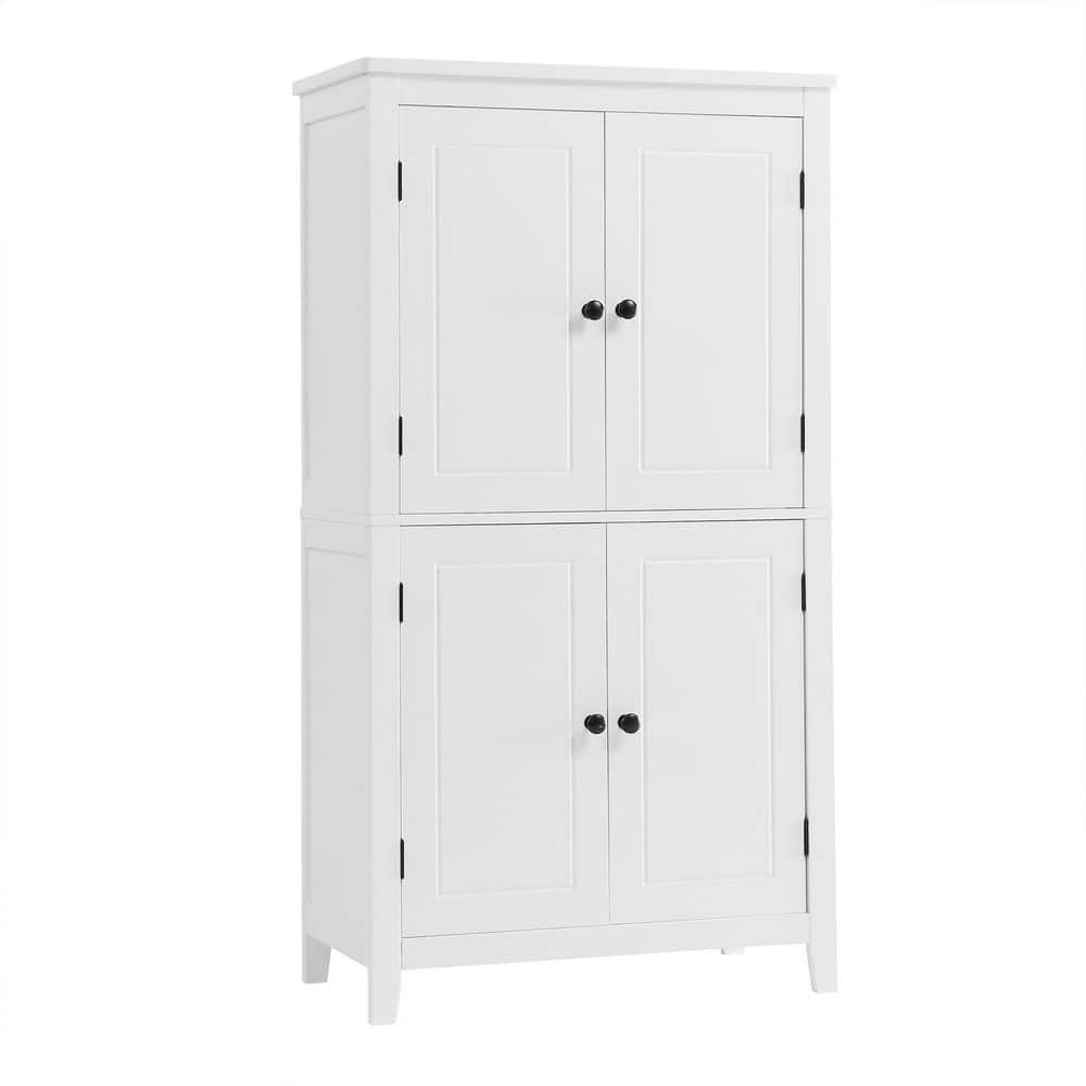 24 in. W x 12 in. D x 43 in. H Freestanding White Linen Cabinet with 4 Doors and Adjustable Shelves
