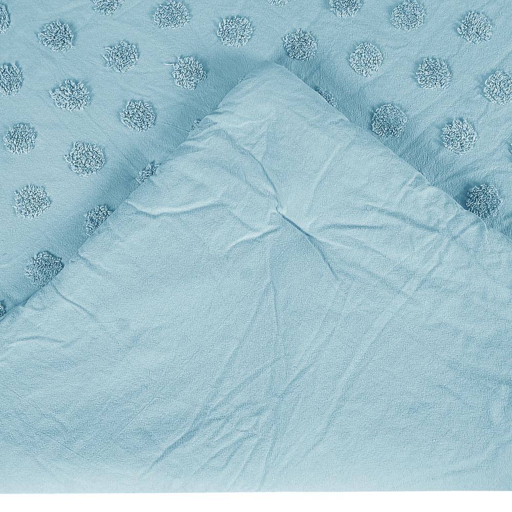 Athenia Plush Blue Cotton Full/Queen Comforter Set with Sham