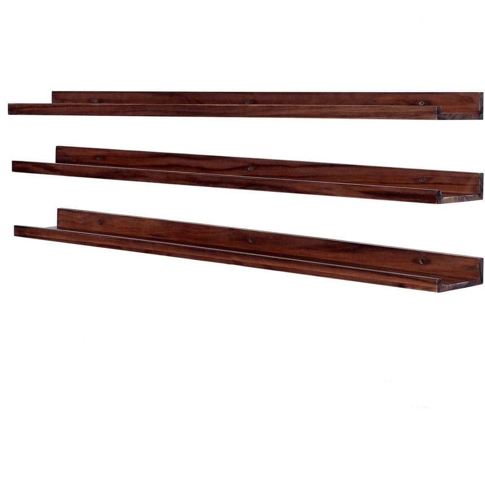 48 in. W x 4.5 in. D Walnut Floating Shelves with Lip Wall Bookshelf ...