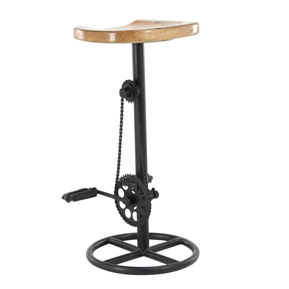 Adjustable Industrial Pedal-Inspired Metal Bar Stool, Brown