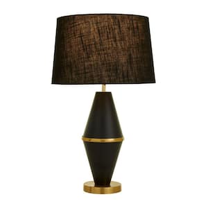 27 in. Black Metal Task and Reading Table Lamp with Gold Accents