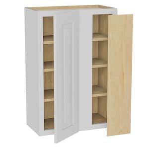 Grayson Pacific White Plywood Shaker Assembled Blind Corner Kitchen Cabinet Soft Close Right 24 in W x 12 in D x 36 in H