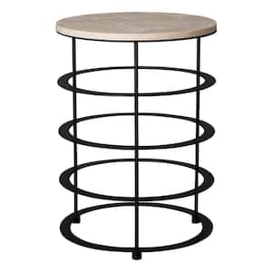 Orbit 22 in. Tall Black Metal Table/Stool with White Granite Top