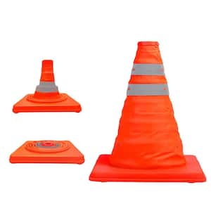12 in. Collapsible Traffic Safety Cones with Reflective Collar for Road Safety,Orange