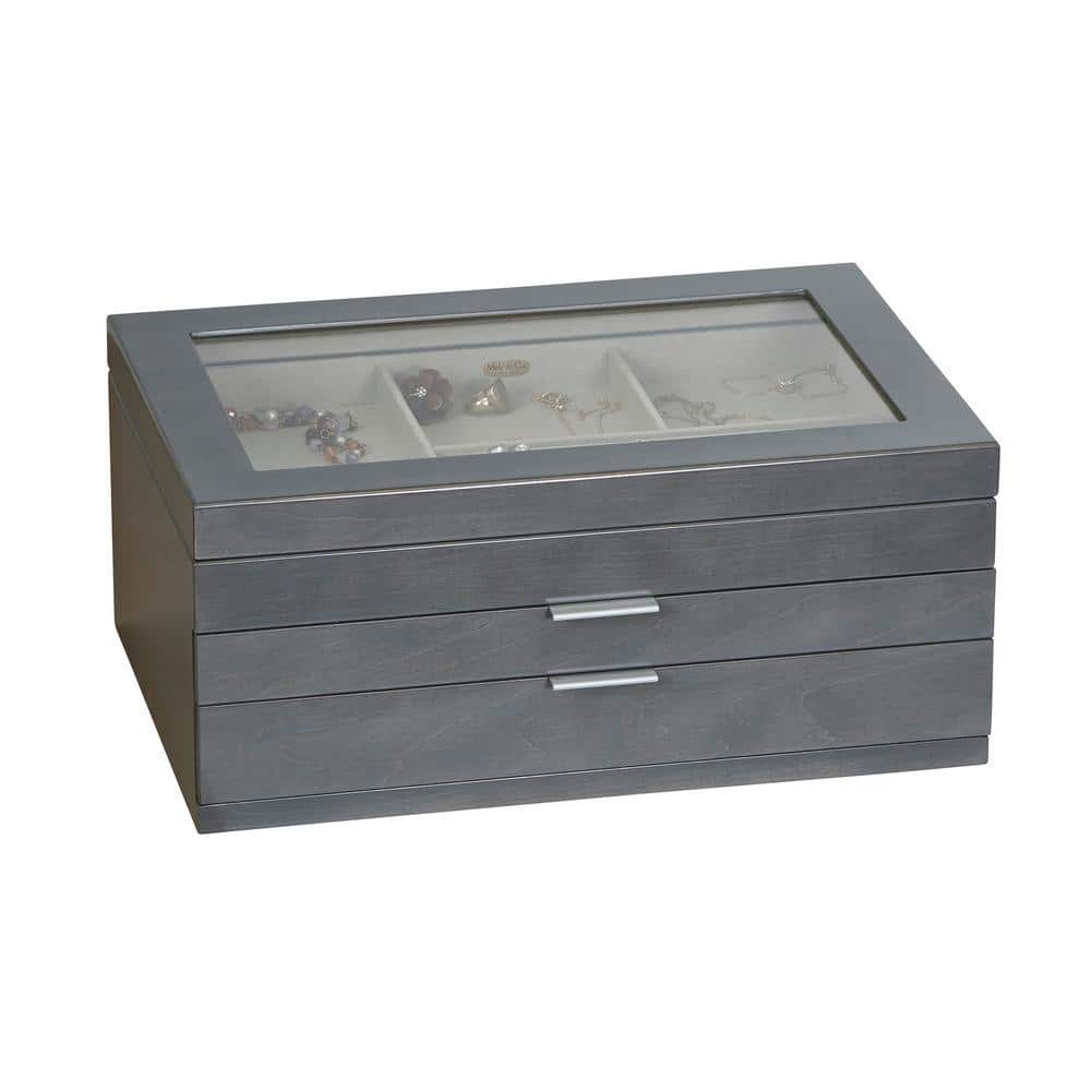 Misty Oceanside Grey Wooden Jewelry Box