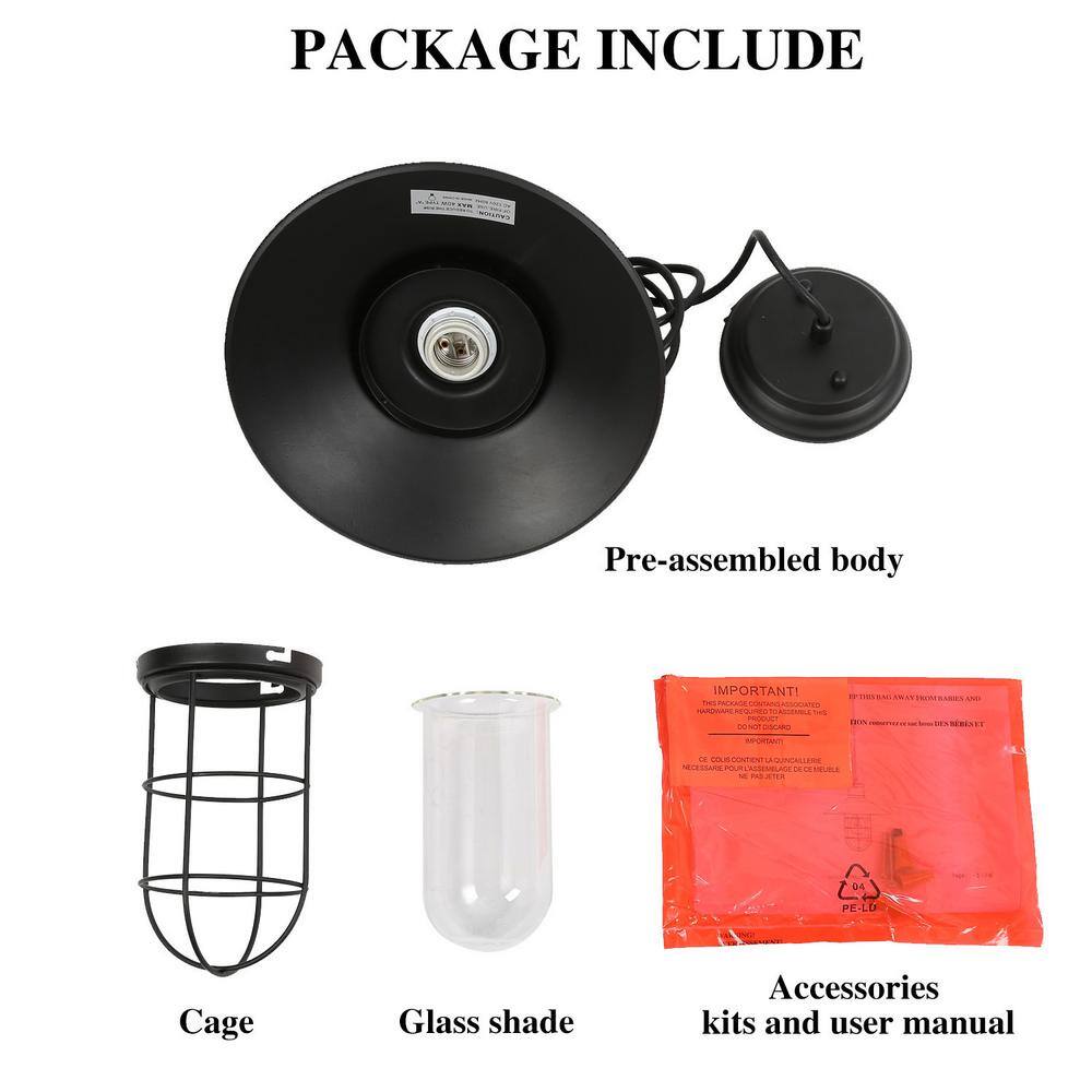 Matte Black Metal Cage Mini Pendant Light