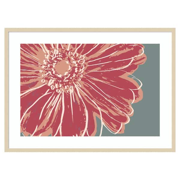 Amanti Art Flower Pop Sketch IV Red by Marie Elaine Cusson 41 in. W x 30 in. H. Wood Framed Wall Art Print Framed in Brown